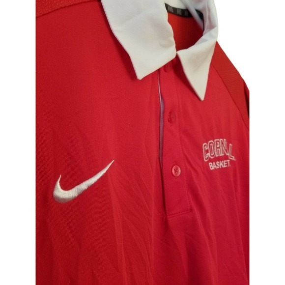 Nike Dri Fit Cornell Basketball Athletic Polo Shirt Size XXL Short Sleeve, Red - Picture 2 of 5